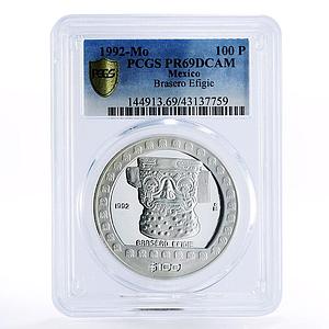 Mexico 100 pesos Brasero Efigie Statue PR69 PCGS silver coin 1992