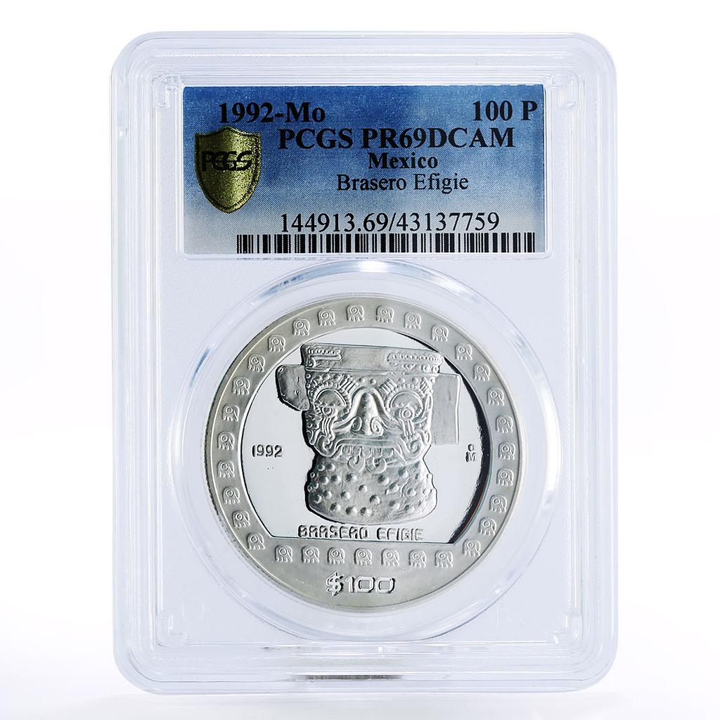 Mexico 100 pesos Brasero Efigie Statue PR69 PCGS silver coin 1992