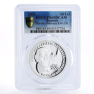 Romania 10 lei 190th Anniversary of Nicolae Balcescu PR69 PCGS silver coin 2009