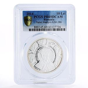 Romania 10 lei Saint Martyrs Saint George PR69 PCGS silver coin 2014