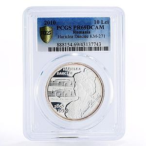 Romania 10 lei 150th Anniversary of Hariclea Darclee PR69 PCGS silver coin 2010