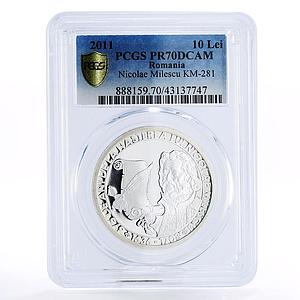 Romania 10 lei 375th Anniversary of Nicolae Milescu PR70 PCGS silver coin 2011