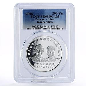 Taiwan 200 dollars President Inauguration PR69 PCGS silver coin 2008