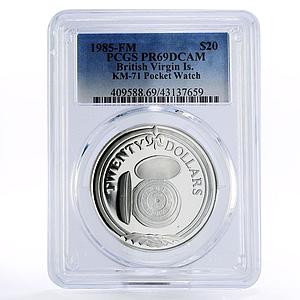 British Virgin Islands 20 dollars Pocket Watch PR69 PCGS silver coin 1985