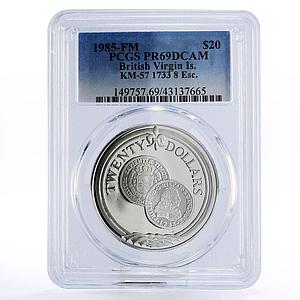 British Virgin Islands 20 dollars Gold Ecsudo PR69 PCGS proof silver coin 1985