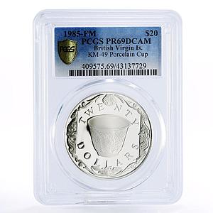 British Virgin Islands 20 dollars Porcelain Cup PR69 PCGS proof silver coin 1985