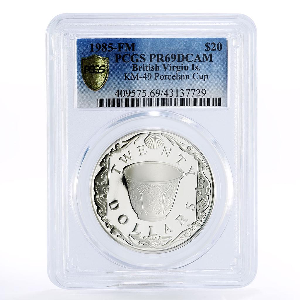 British Virgin Islands 20 dollars Porcelain Cup PR69 PCGS proof silver coin 1985