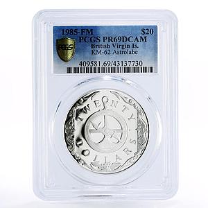 British Virgin Islands 20 dollars Astrolabe PR69 PCGS proof silver coin 1985