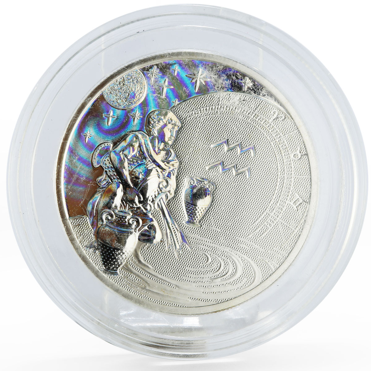 Cameroon 500 francs Zodiac Signs series Aquarius hologram silver coin 2010