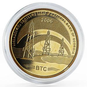 Georgia 3 lari Baku - Tbilisi - Ceyhan BTS Oil Pipeline CuNi coin 2006