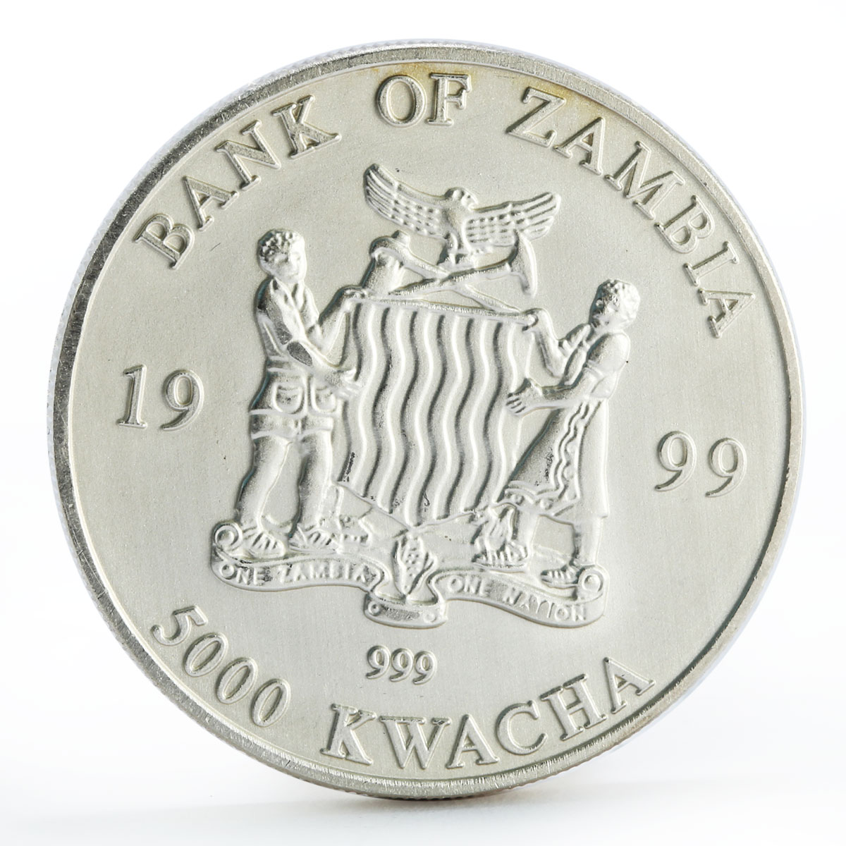 Zambia 5000 kwacha African Wildlife series Elephant silver coin 1999