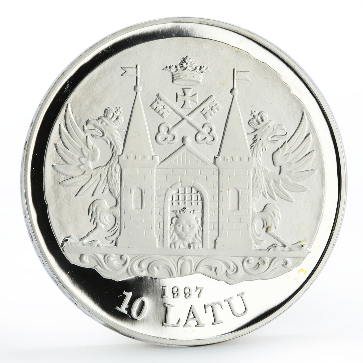 Latvia 10 latu 800th Years of the Riga City 18th Century Views silver coin 1997