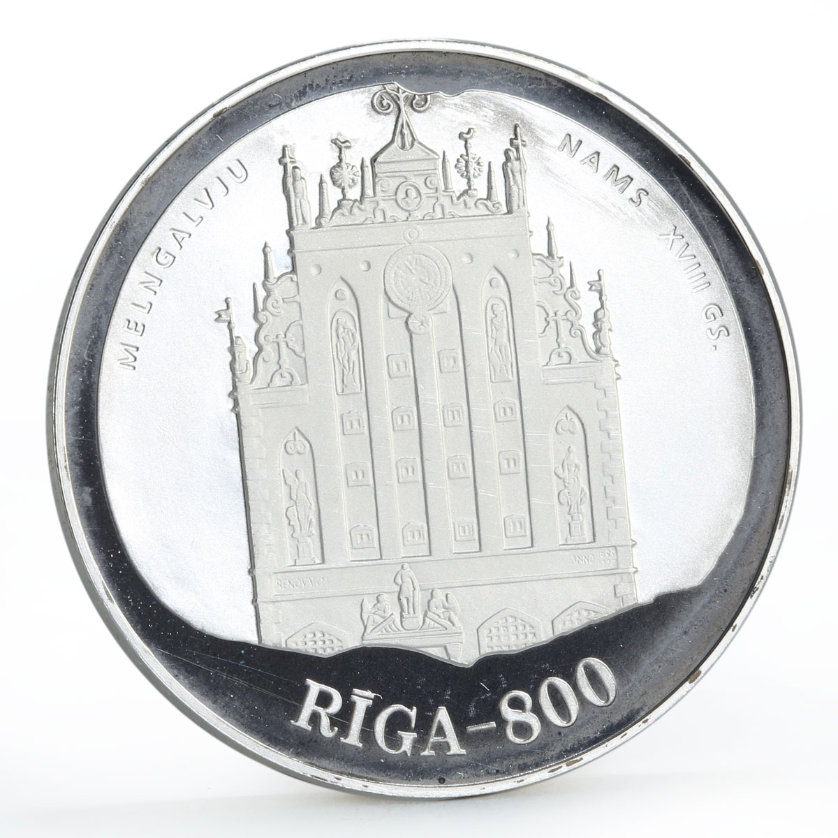 Latvia 10 latu 800th Years of the Riga City 18th Century Views silver coin 1997