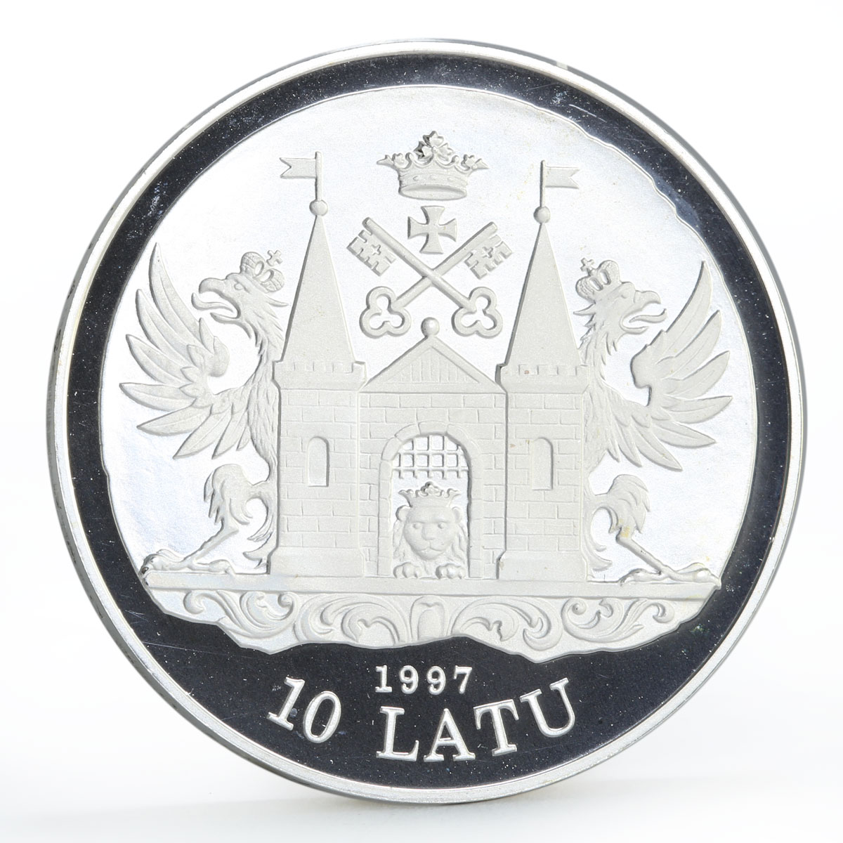 Latvia 10 latu 800th Years of the Riga City 18th Century Views silver coin 1997