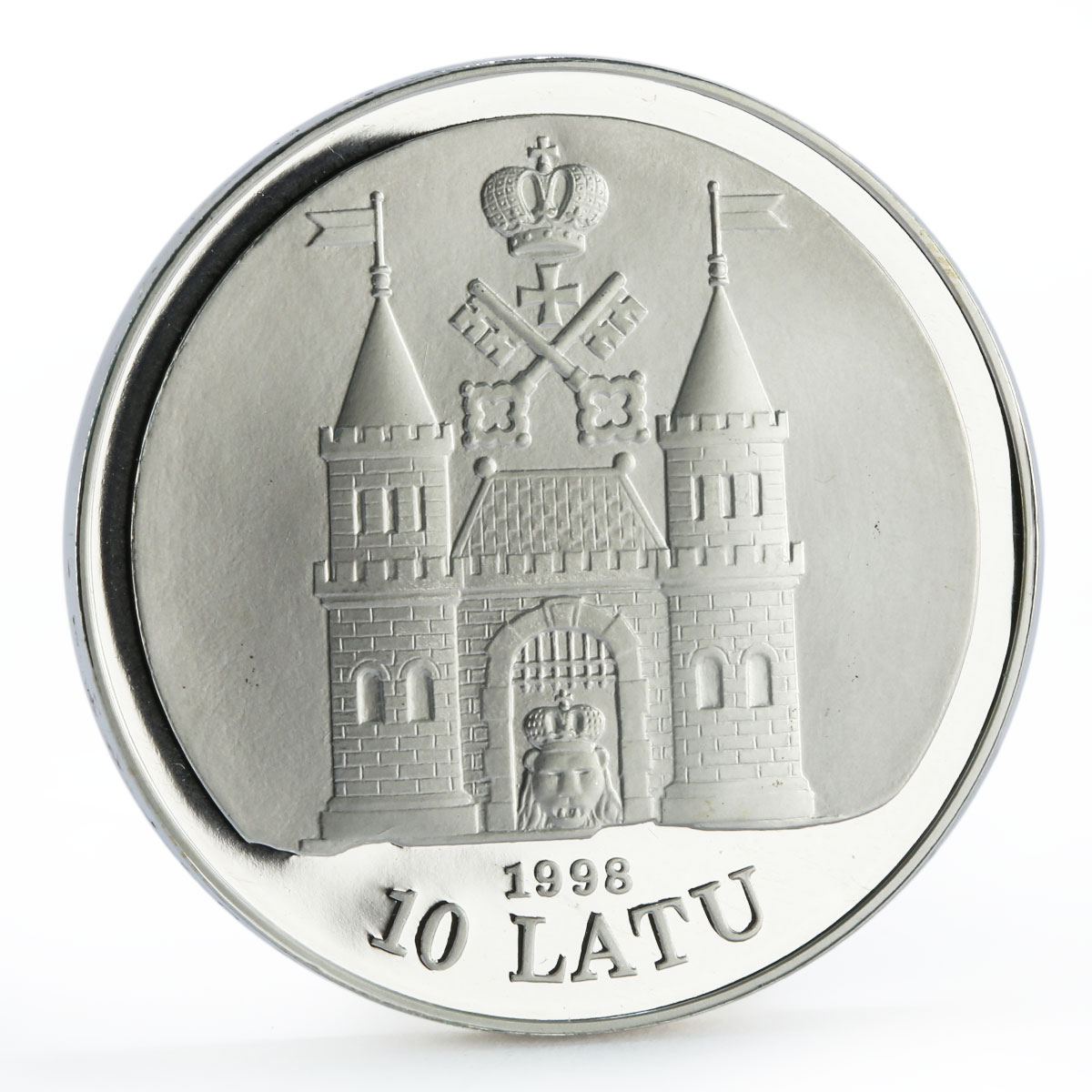 Latvia 10 latu 800th Years of the Riga City 19th Century People silver coin 1998