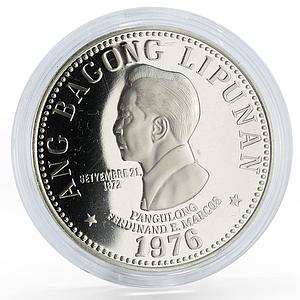 Philippines 5 piso Ferdinand E. Marcos proof nickel coin 1976