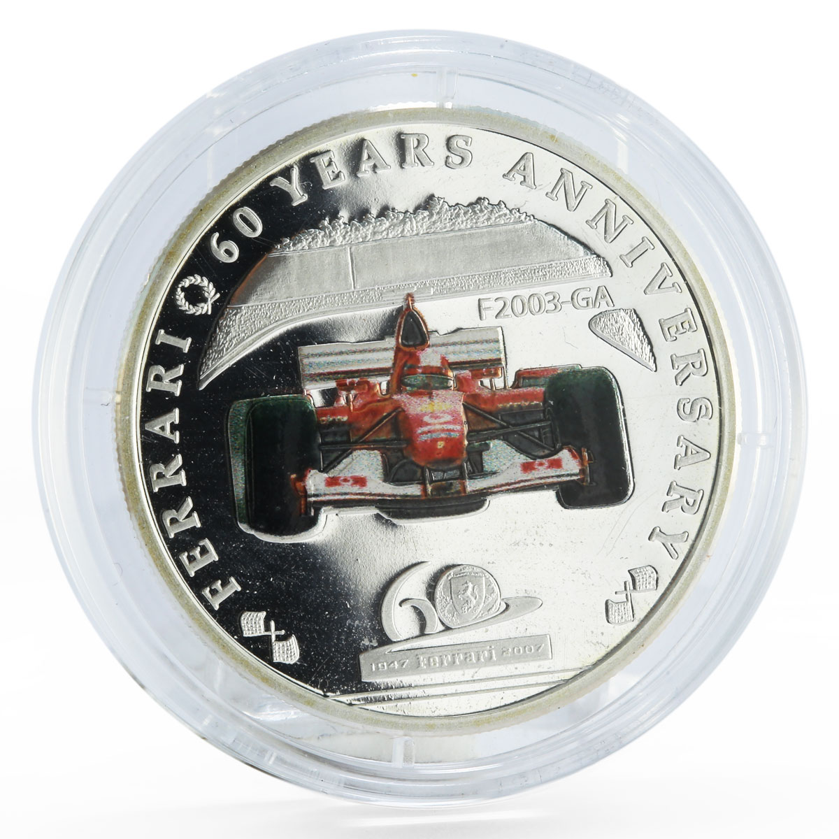 Palau 2 dollars 60th Anniversary of Ferrari F2003 GA Bolide silver coin 2007