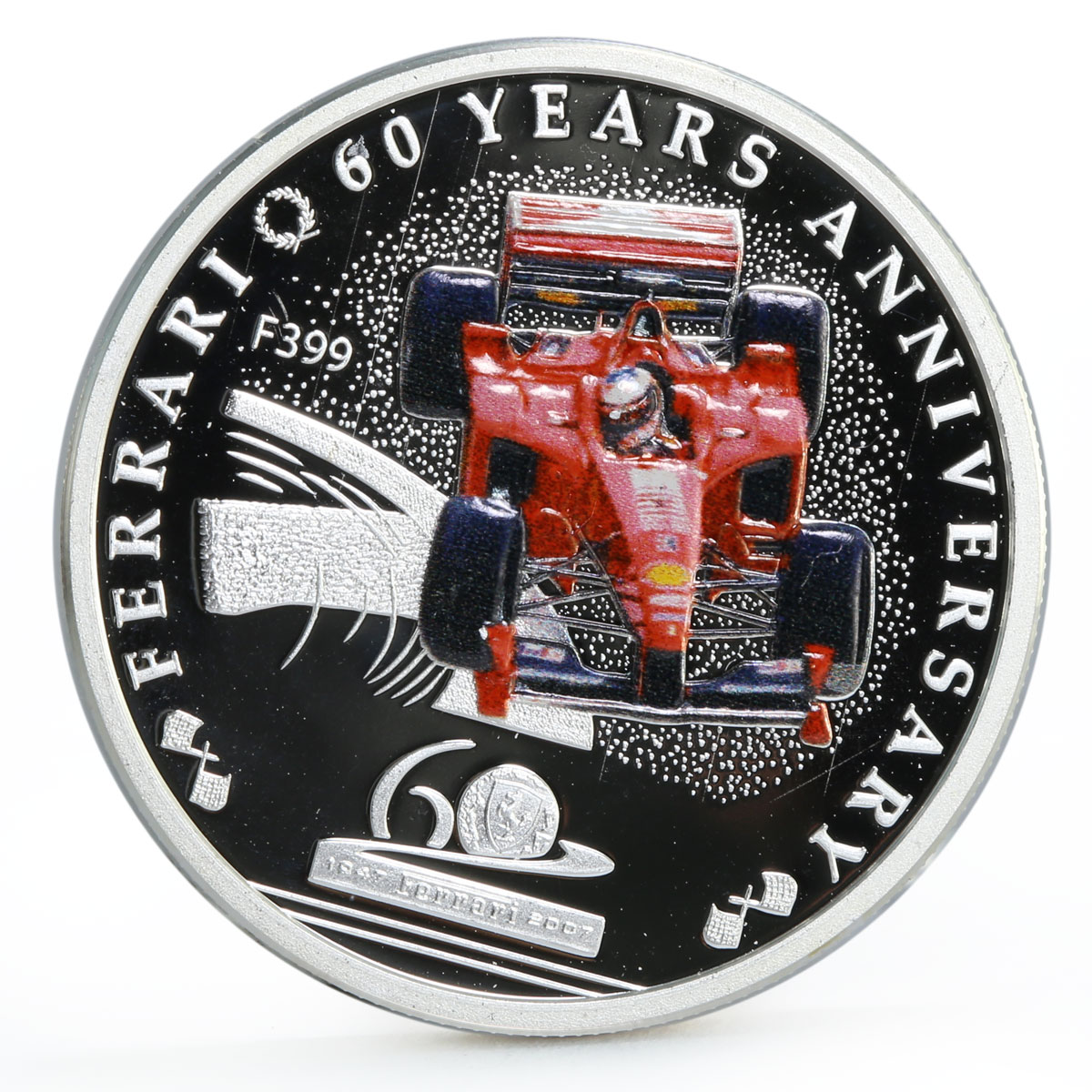 Palau 2 dollars 60th Anniversary of Ferrari F339 Bolide silver coin 2007