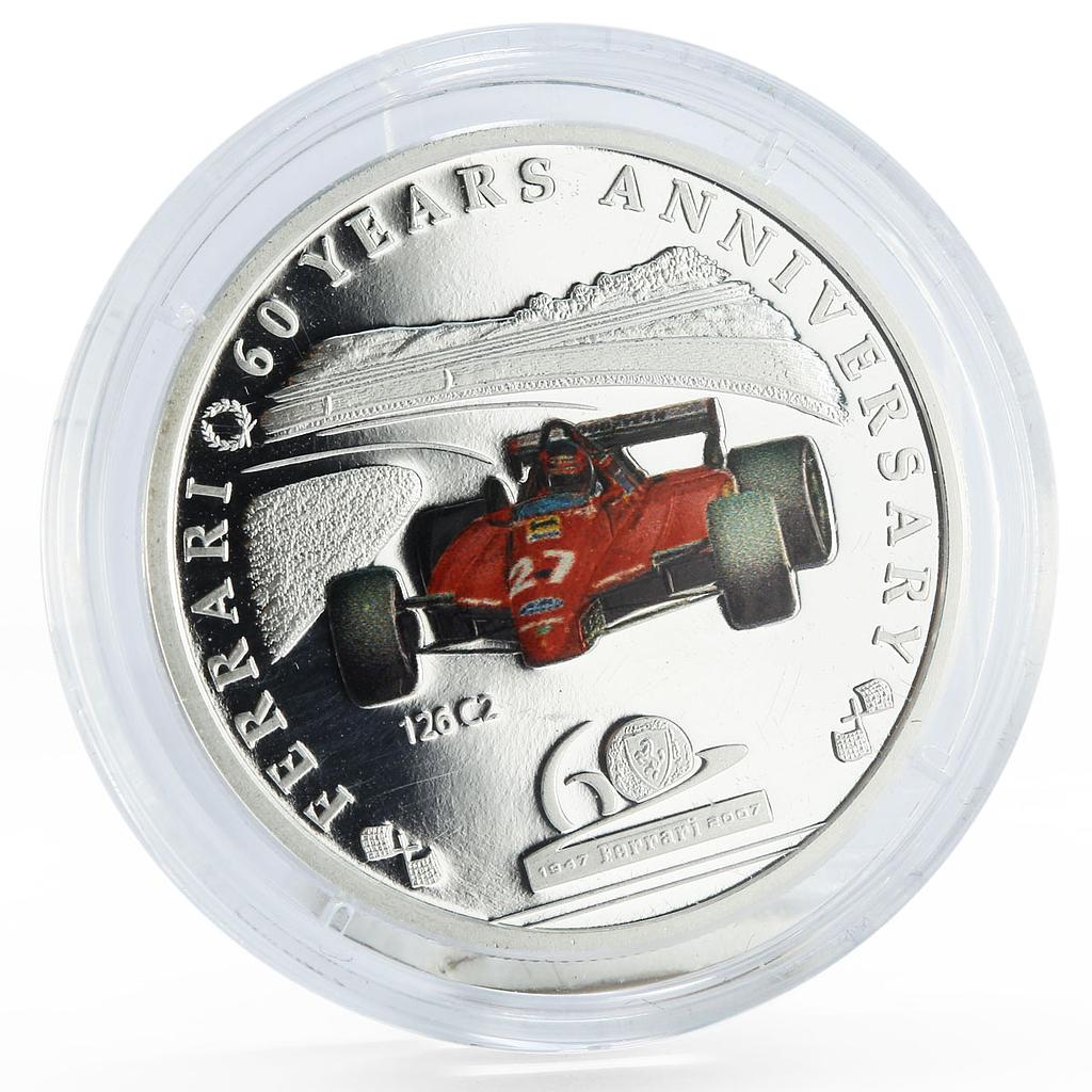 Palau 2 dollars 60th Anniversary of Ferrari 126 C2 Bolide silver coin 2007