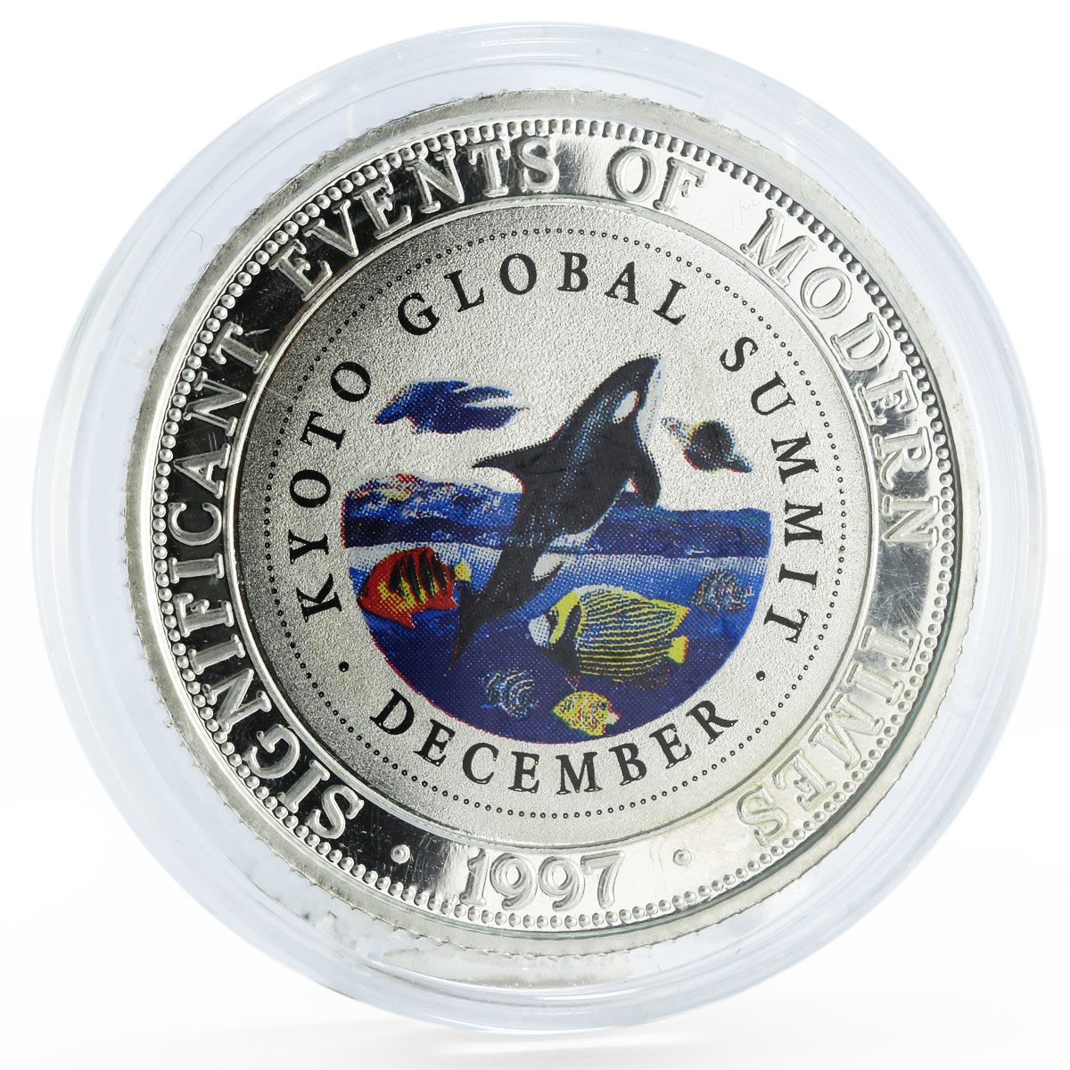 Somali 250 shillings Kyoto Global Summit Marine Life colored silver coin 1997