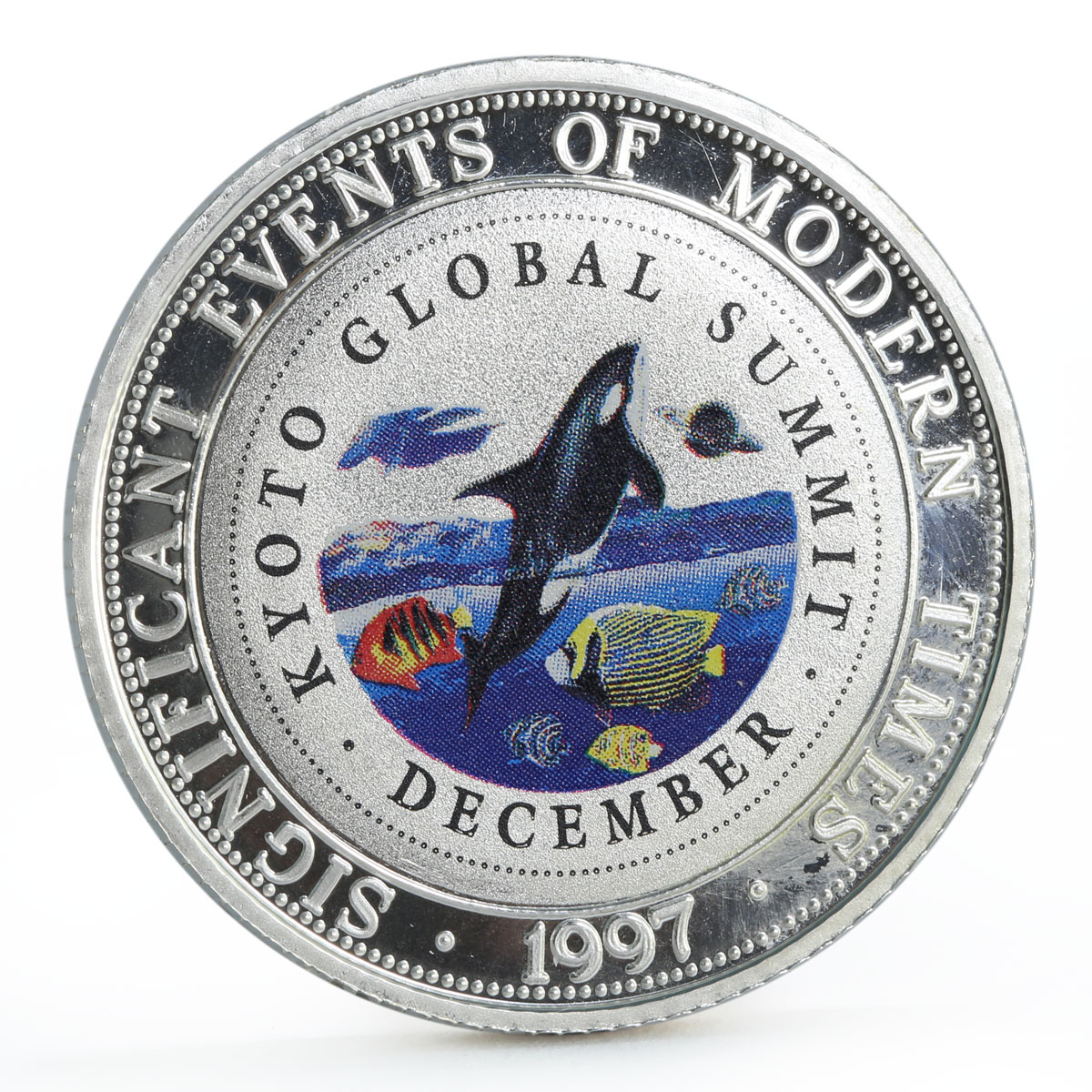 Somali 250 shillings Kyoto Global Summit Marine Life colored silver coin 1997