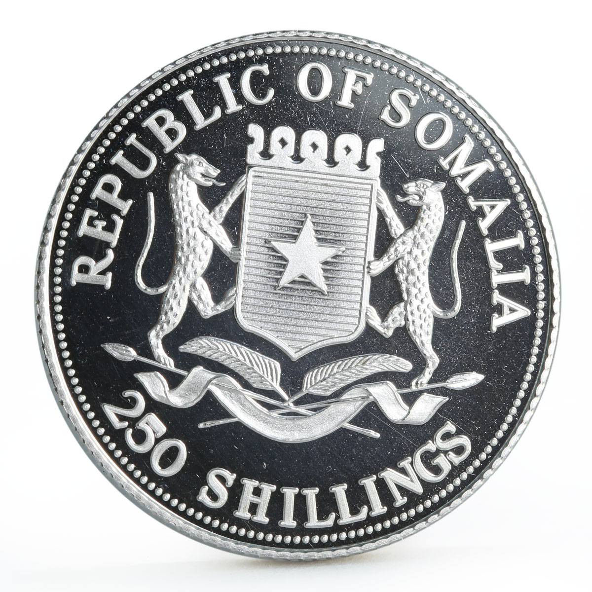 Somali 250 shillings Kyoto Global Summit Marine Life colored silver coin 1997