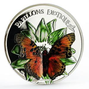 Cameroon 1000 francs Charaxes Fournierae Butterfly colored silver coin 2011