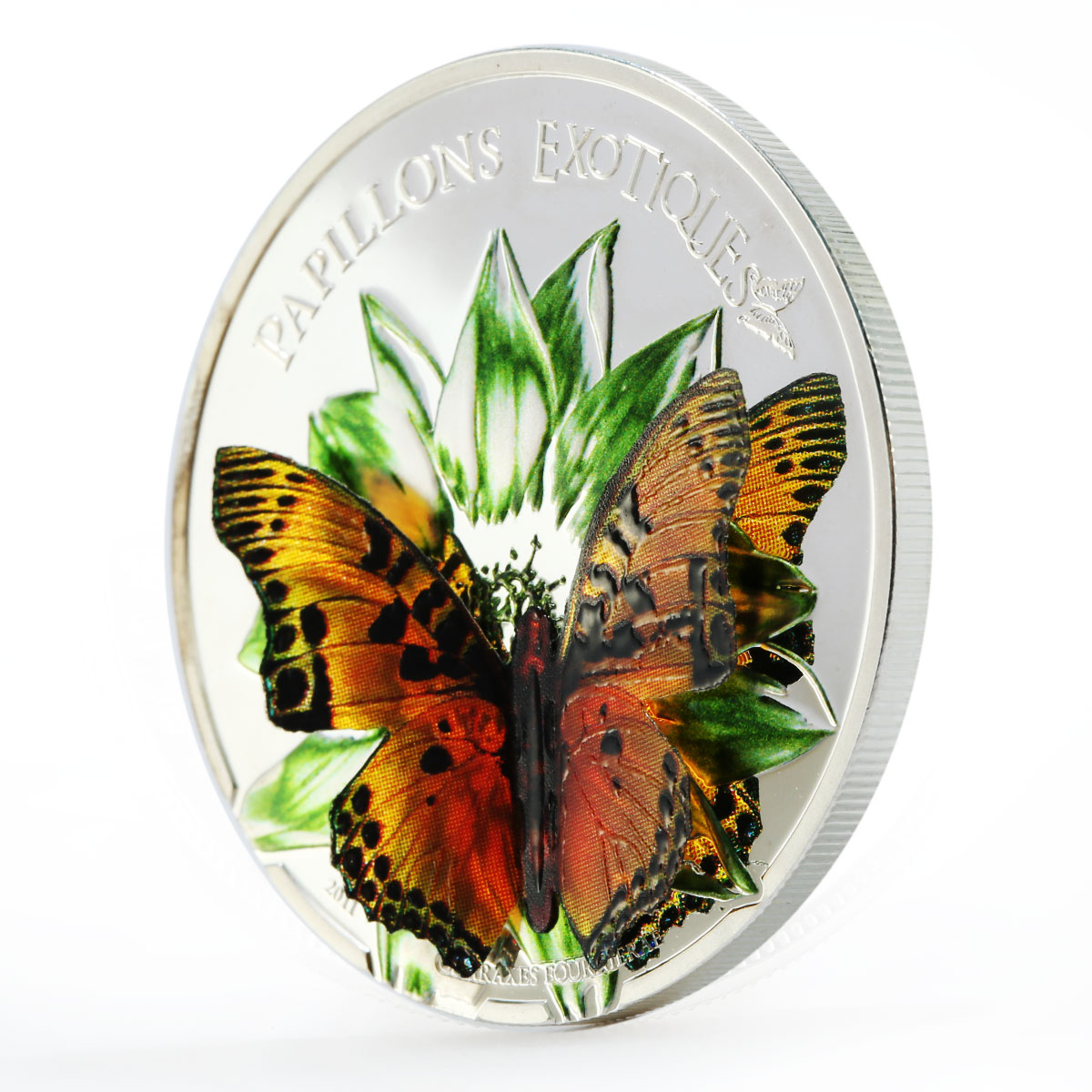 Cameroon 1000 francs Charaxes Fournierae Butterfly colored silver coin 2011
