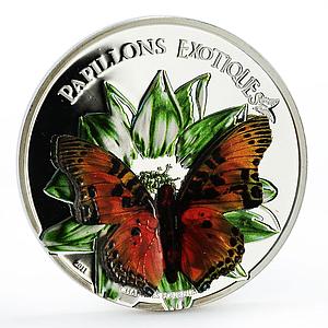 Cameroon 1000 francs Charaxes Fournierae Butterfly colored silver coin 2011