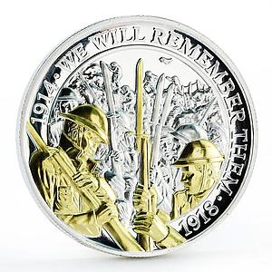 Gibraltar 1 crown Soldiers in  Trenches WWI tombac gilded coin 2018