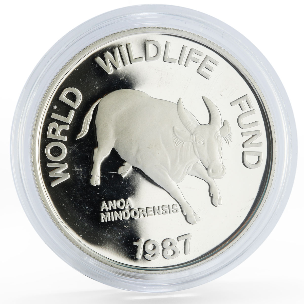 Philippines 200 piso WWF series Mindoro Buffalo proof silver coin 1987