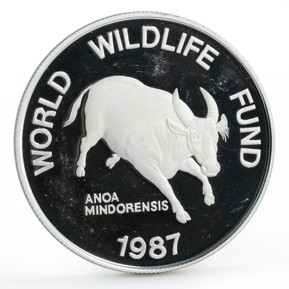 Philippines 200 piso WWF series Mindoro Buffalo proof silver coin 1987