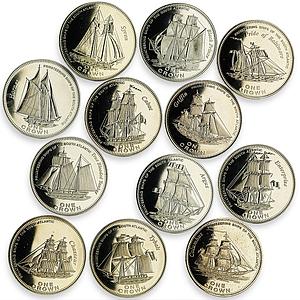 Tristan da Cunha set of 12 coins Ships of the South Atlantica CuNi coins 2006