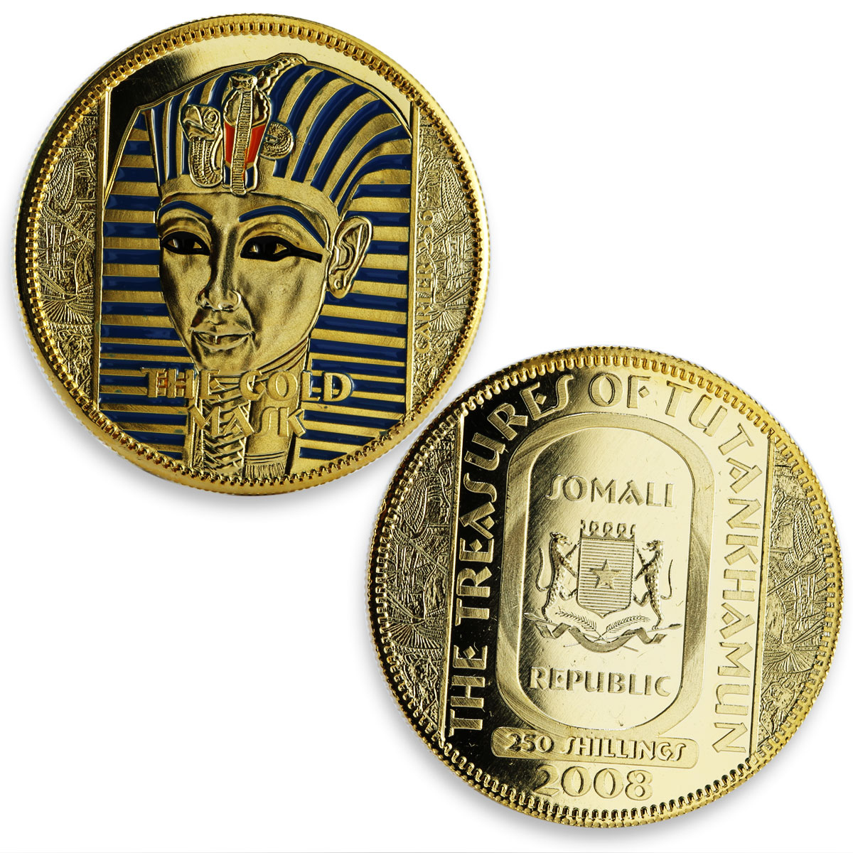 Somali set of 5 coins The Treasures of Tutankhamun gilded CuNi coins 2008