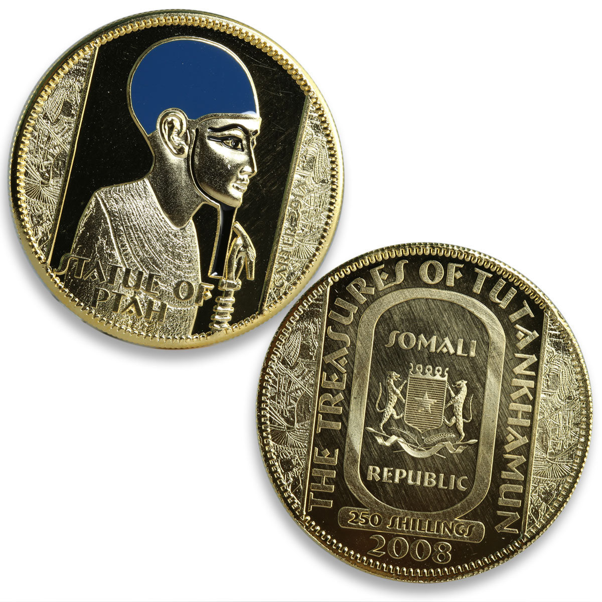 Somali set of 5 coins The Treasures of Tutankhamun gilded CuNi coins 2008
