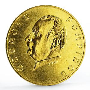 Gabon 5000 francs Georges Pompidou Pattern KM-11 brass coin 1971