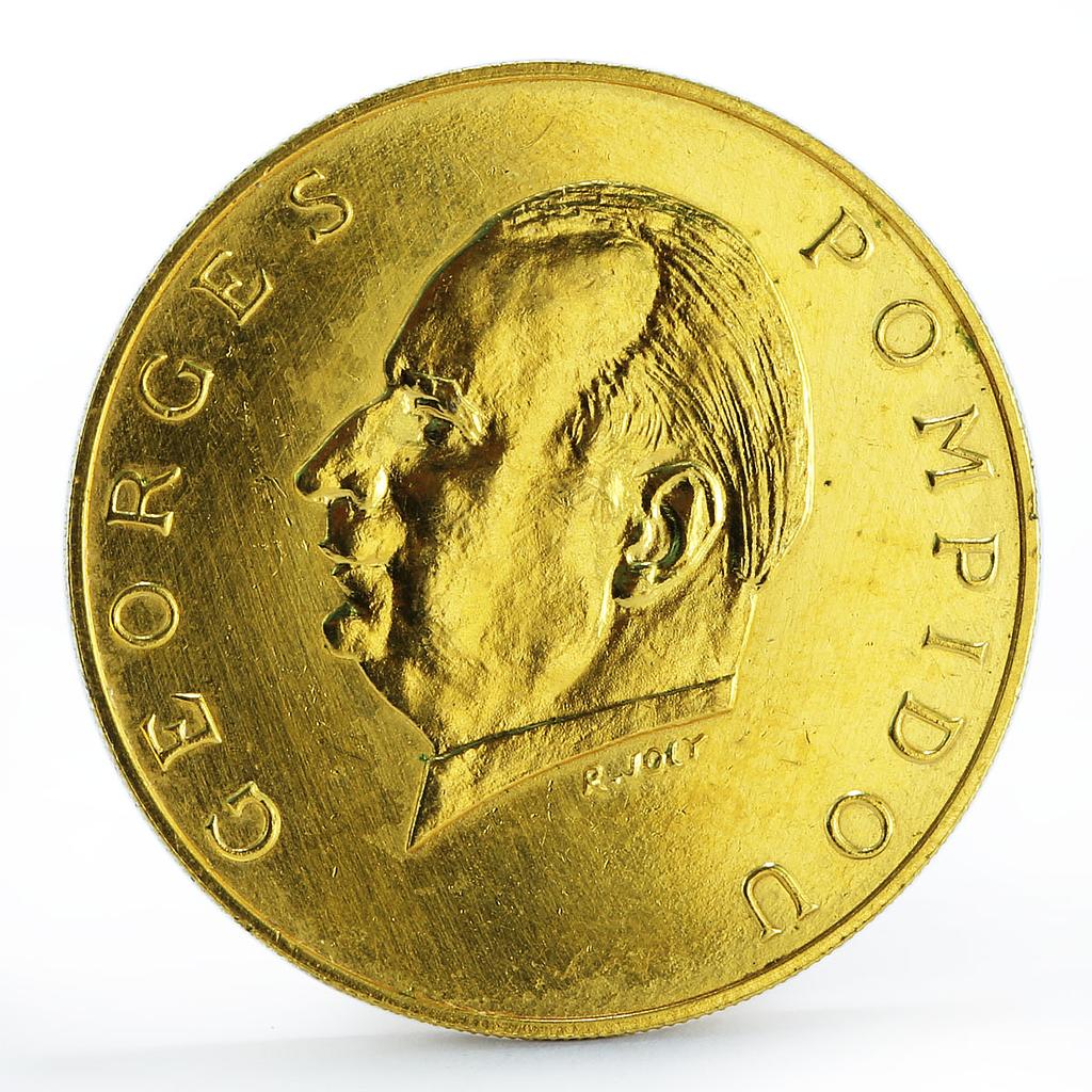 Gabon 5000 francs Georges Pompidou Pattern KM-11 brass coin 1971 Gabon 5000 francs Georges Pompidou Pattern KM-11 brass coin 1971