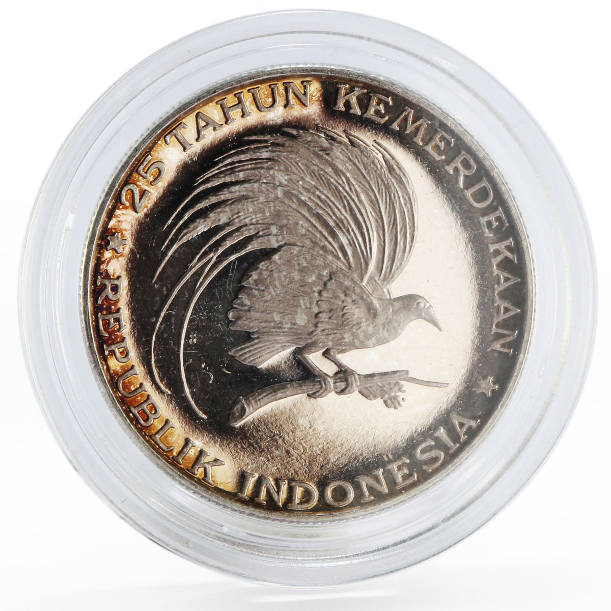 Indonesia 200 rupiah 25th Anniversary Independence Great Bird silver coin 1970