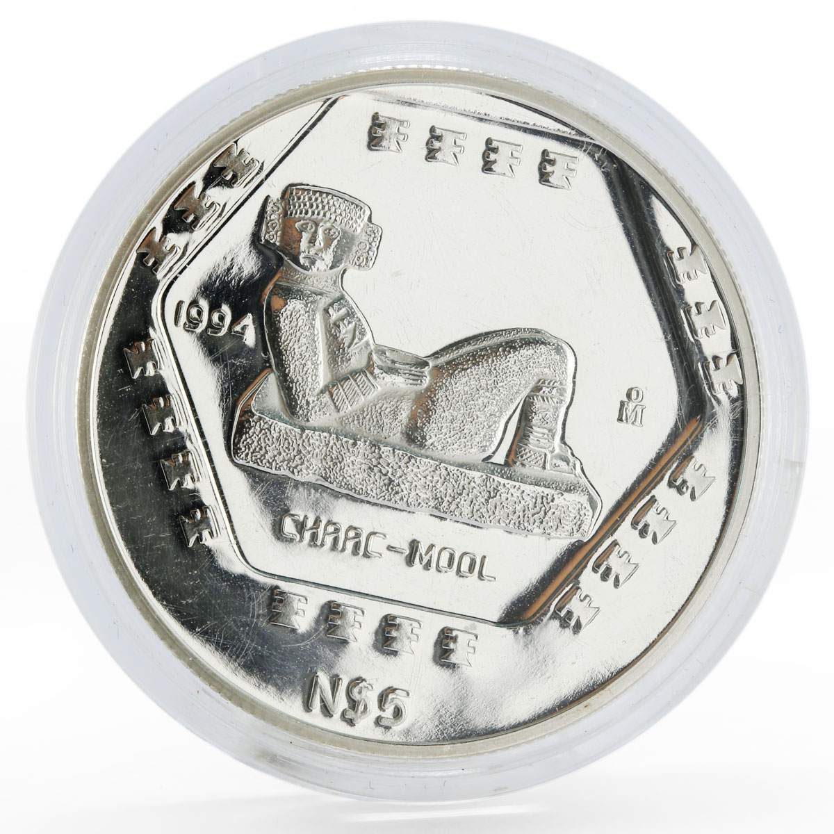 Mexico 5 pesos Sculpture Chaac-Mool proof silver coin 1994
