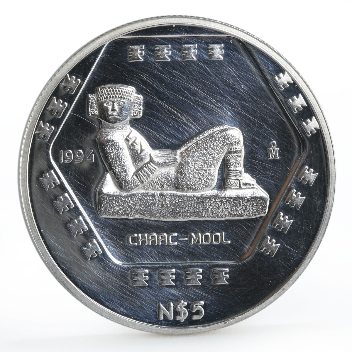 Mexico 5 pesos Sculpture Chaac-Mool proof silver coin 1994