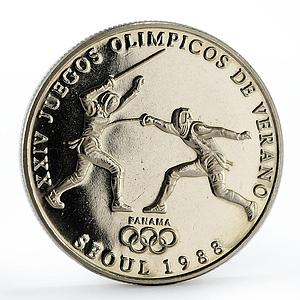 Panama 1 balboa Seoul Olympic Summer Games series Fencing CuNi coin 1988