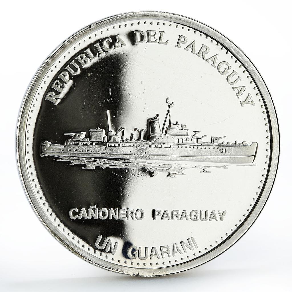 Paraguay 1 guarani 50 Years of Central Bank Building Ship silver coin 2002