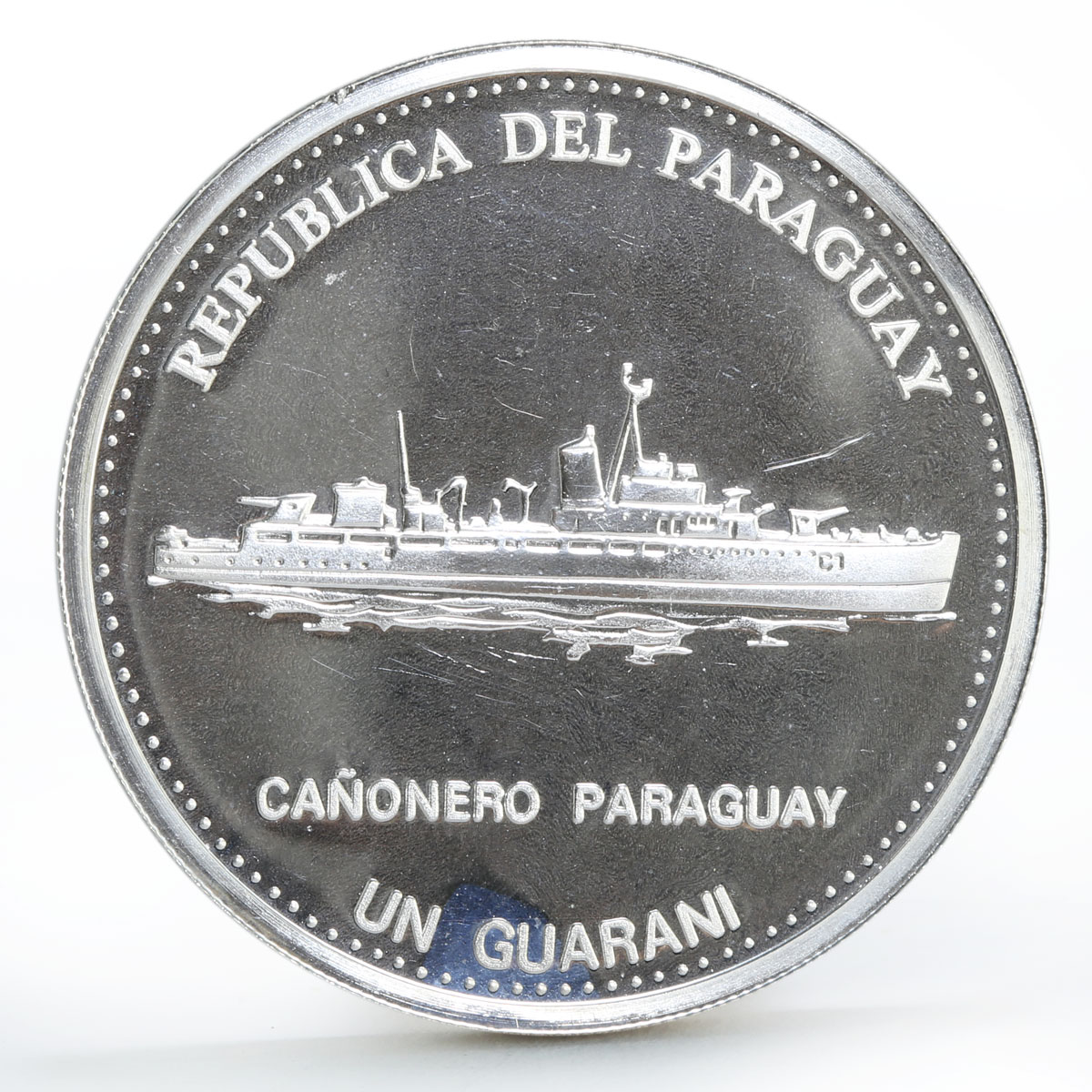 Paraguay 1 guarani 50 Years of Central Bank Building Ship silver coin 2002