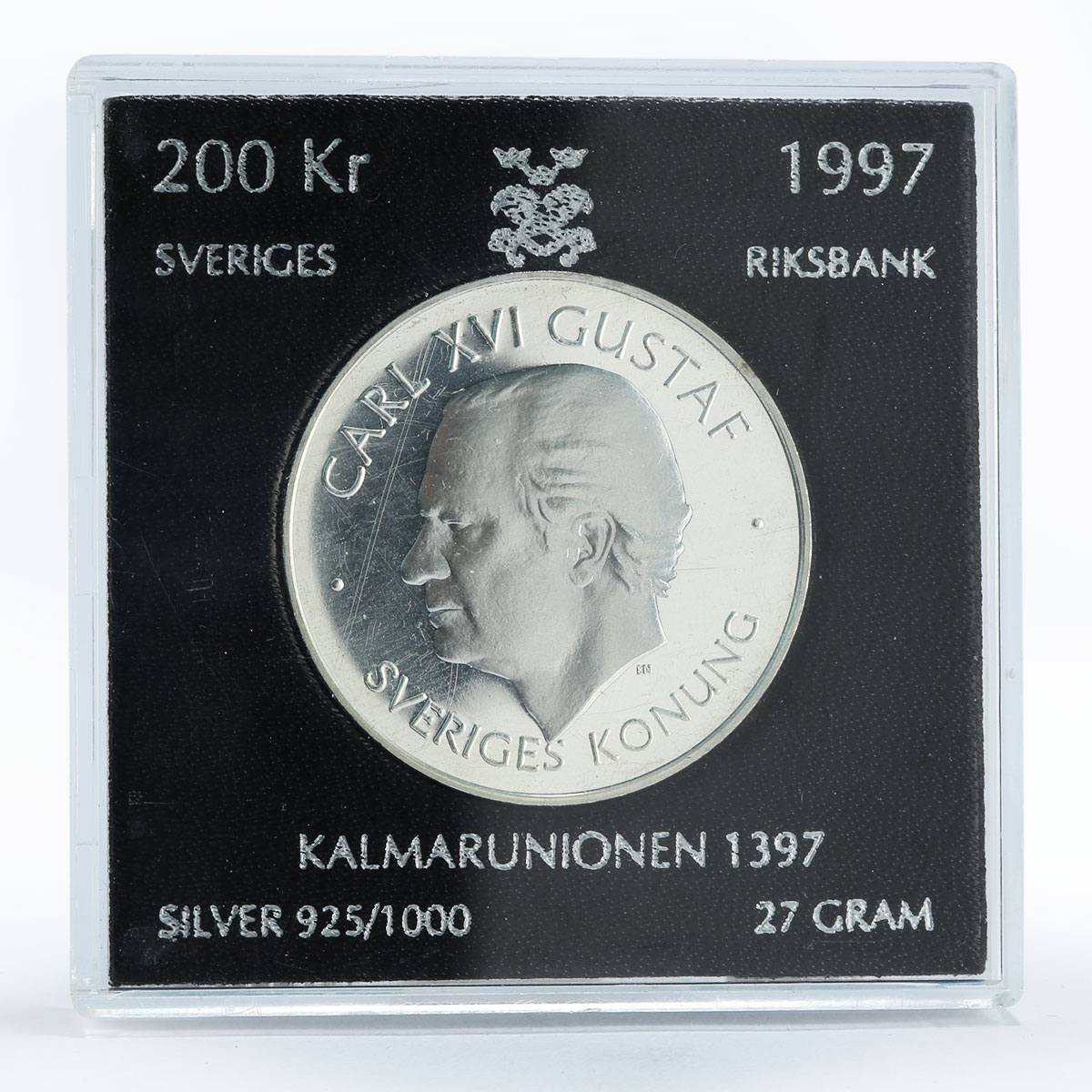 Sweden 200 kronor Historical series Kalmar Union proof silver coin 1997