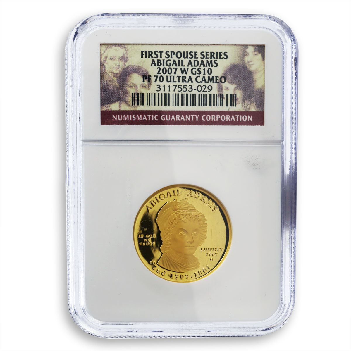 US 10 dollar Liberty In God We Trust Abigail Adams Bullion gold coin ½ oz 2007