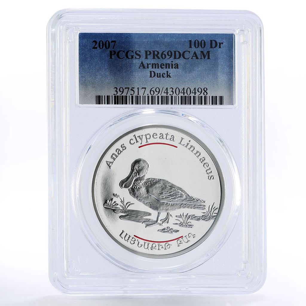 Armenia 100 dram Red Book of Armenia Northern Duck PR69 PCGS silver coin 2007