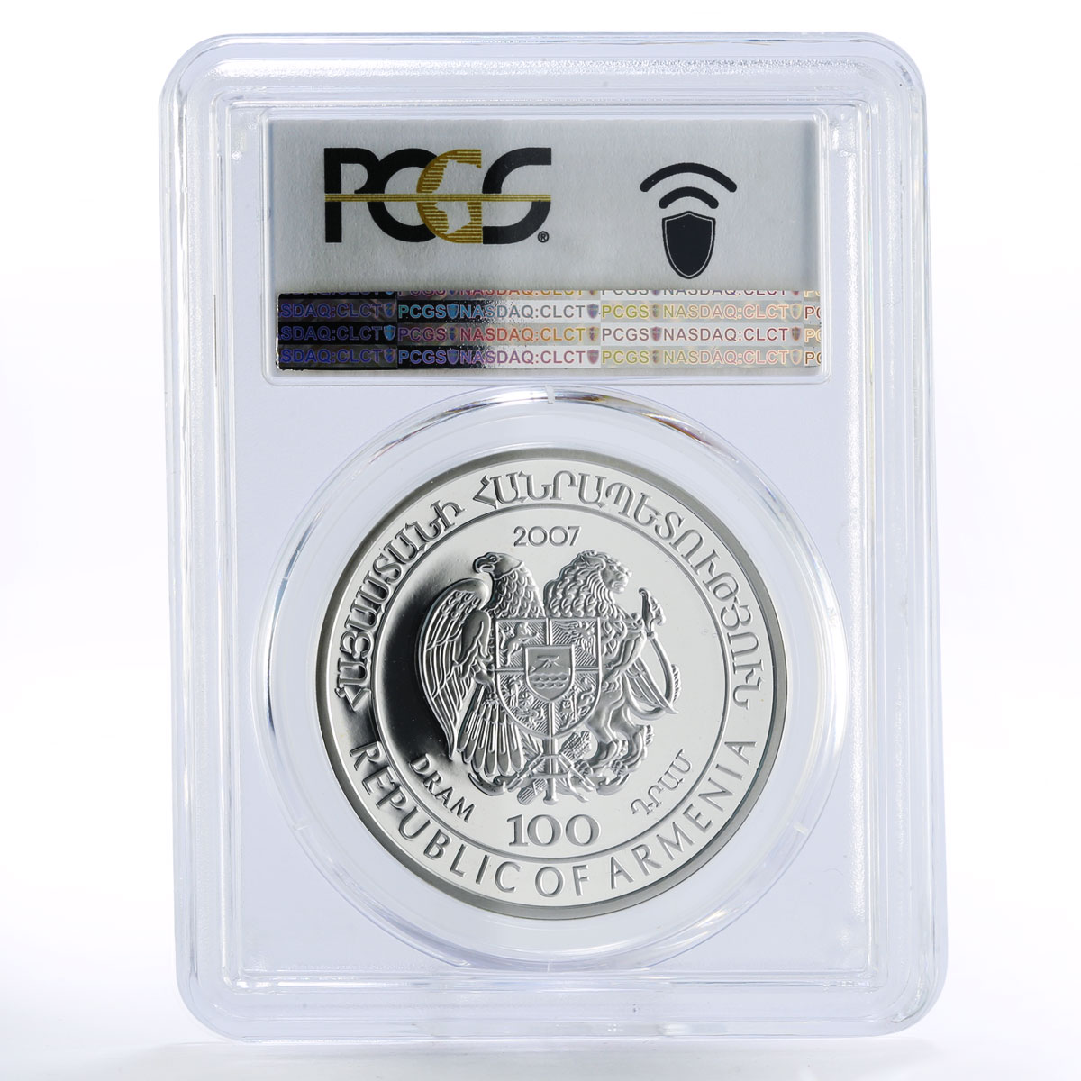 Armenia 100 dram Red Book of Armenia Viper Snake PR68 PCGS silver coin 2007