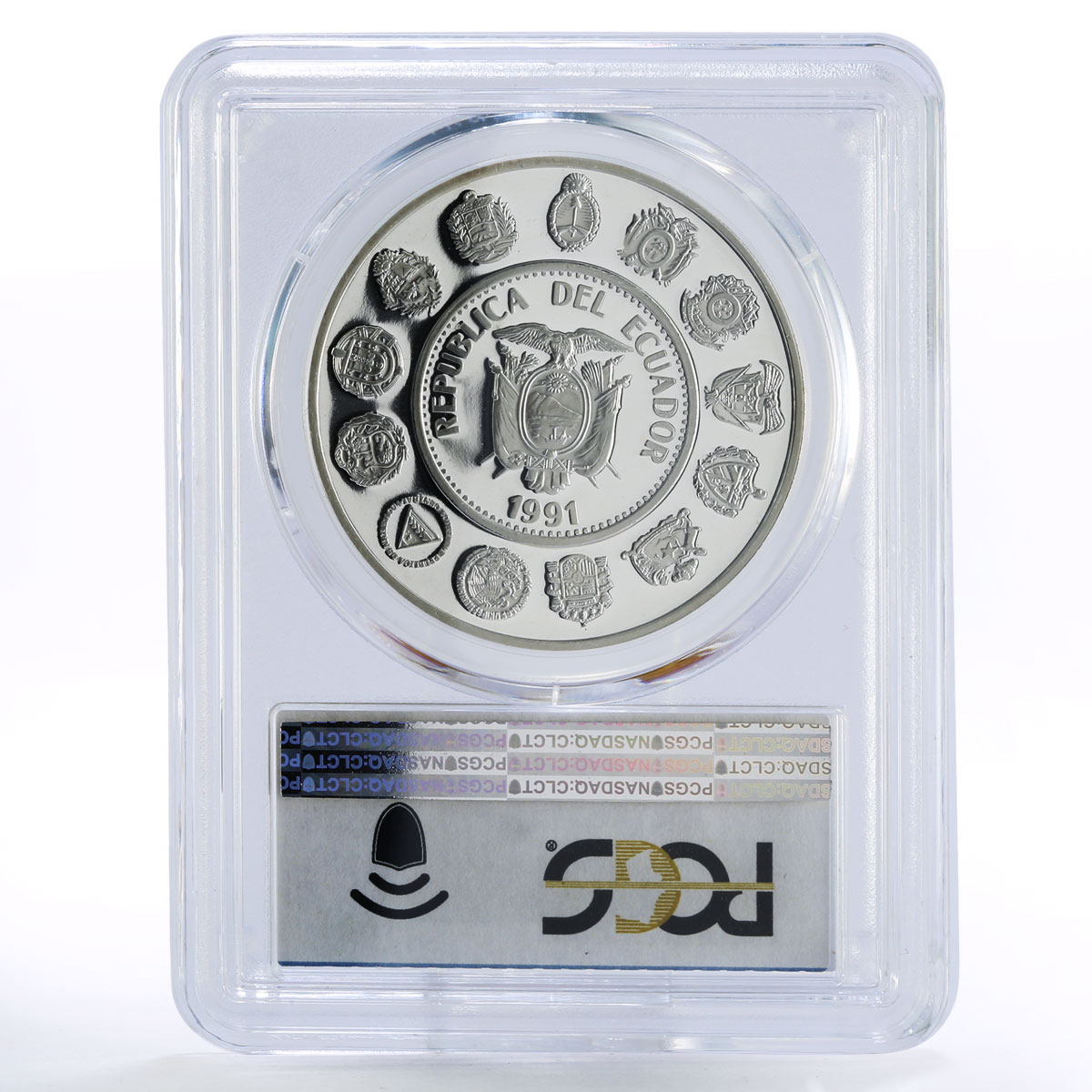 Ecuador 5000 sucres Columbus Ships Clippers PR68 PCGS silver coin 1991