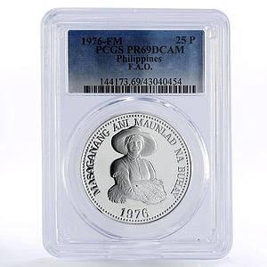 Philippines 25 piso FAO Food Day Woman Holding Grain PR69 PCGS silver coin 1976