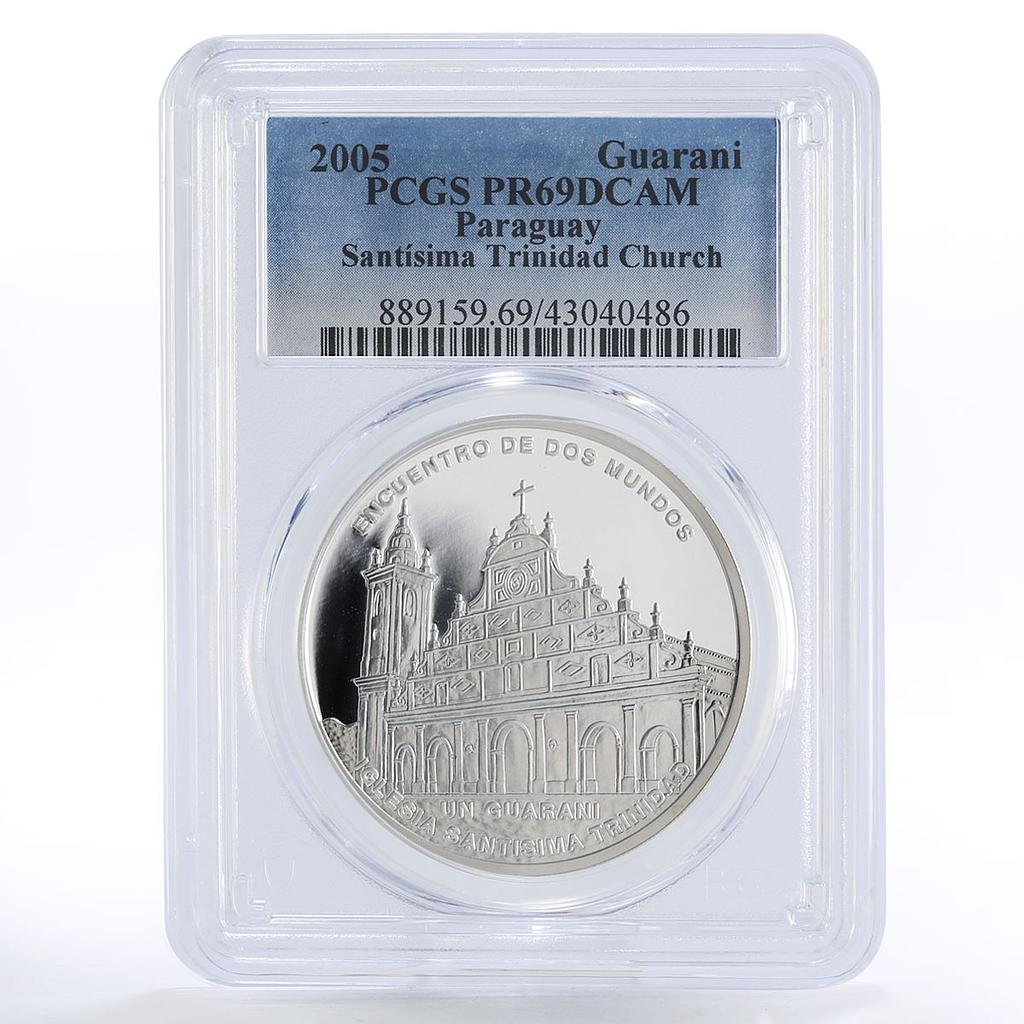 Paraguay 1 guarani Santisima Trinidad Church Temple PR69 PCGS silver coin 2005